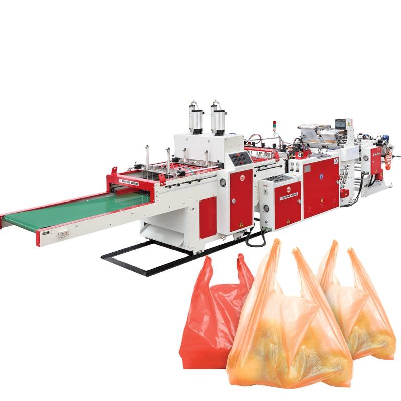 Automatic 2 Lines Garbage Carry Bag Machine To Make Plastic T-shirt Shopping Bag Making Machinery Price